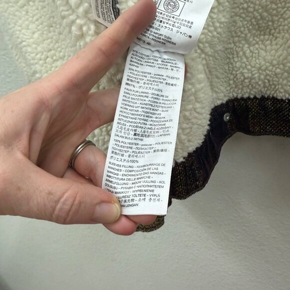 Levis Plaid Type III Sherpa Lined Trucker Snap Button Jacket Mens size Large - Picture 5 of 9